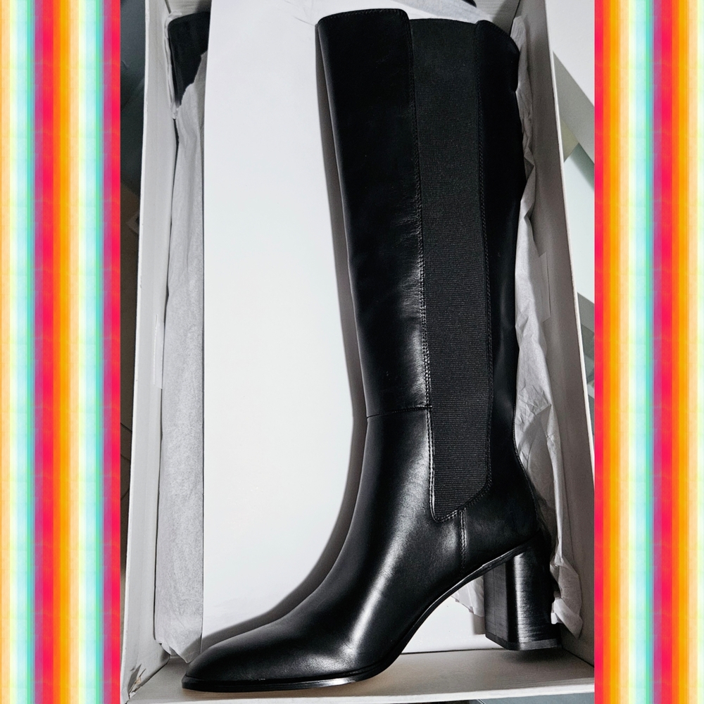 Nordstrom Black Heeled Boots Sleek Leather Design
